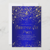 Elegant Blue Gold Glitter Christmas Eve Party Einladung (Vorderseite)
