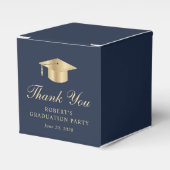 Elegant Blue Gold Graduation Party Danke Geschenkschachtel (Vorderseite)