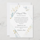 Elegant Blue Gold( Imitat) Watercolour Wedding Einladung (Vorderseite)