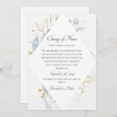 Elegant Blue Gold( Imitat) Watercolour Wedding Einladung (Vorne/Hinten)