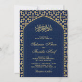 Elegant Blue Gold Islamic Mihrab Muslim Wedding Einladung (Vorderseite)