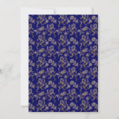 Elegant Blue Gold Lion Floral Taufe Einladung (Rückseite)