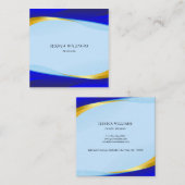 Elegant Blue Gold Luxury Designer Logo Square Busi Quadratische Visitenkarte (Vorne/Hinten)