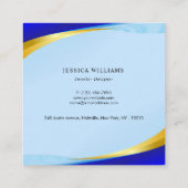 Elegant Blue Gold Luxury Designer Logo Square Busi Quadratische Visitenkarte (Rückseite)
