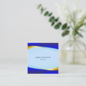 Elegant Blue Gold Luxury Designer Logo Square Busi Quadratische Visitenkarte (Stehend Vorderseite)