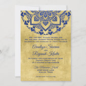 Elegant Blue Gold Mandala Indian Wedding Einladung (Vorderseite)