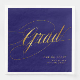 Elegant Blue & Gold Minimalistisch Grad Calligraph Serviette