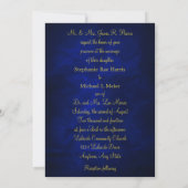 Elegant Blue Gold Monogram Wedding Einladung (Rückseite)