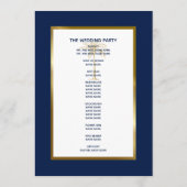 Elegant Blue Gold Palm Tree Tropische Hochzeit Programm (Rückseite)