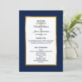 Elegant Blue Gold Palm Tree Tropische Hochzeit Programm (Stehend Vorderseite)