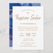 Elegant Blue Gold Passover Seder Einladung (Vorne/Hinten)