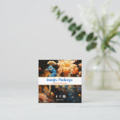 Elegant Blue Gold Peacock Quadratische Visitenkarte (Stehend Vorderseite)