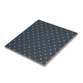 Elegant Blue Gold Polka Dots Fliese