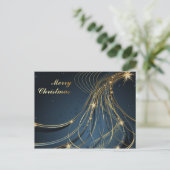 Elegant Blue & Gold Postkarte (Stehend Vorderseite)