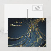 Elegant Blue & Gold Postkarte (Vorne/Hinten)