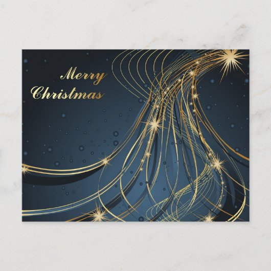 Elegant Blue & Gold Postkarte (Vorderseite)