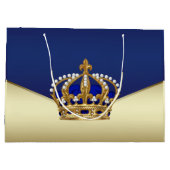 Elegant Blue Gold Prince Große Geschenktüte (Rückseite)