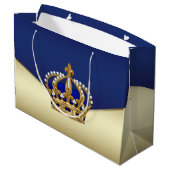 Elegant Blue Gold Prince Große Geschenktüte (Rückseite Schrägansicht)