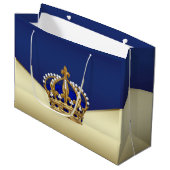 Elegant Blue Gold Prince Große Geschenktüte (Vorderseite Schrägansicht)