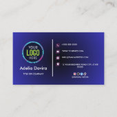 Elegant Blue Gold Professional Business Card Visitenkarte (Vorderseite)