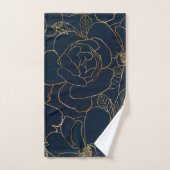 Elegant Blue Gold Rose Bloral Badhandtuch Set (Handtuch)