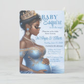 Elegant Blue & Gold Royal Baby Dusche Ethnische Fr Einladung (Stehend Vorderseite)