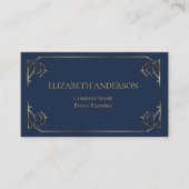 Elegant Blue Gold Scroll Minimal Visitenkarte (Vorderseite)