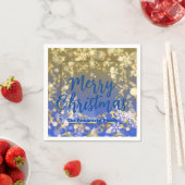 Elegant Blue Gold Snowflakes Frohe Weihnachten Serviette (Beispiel)