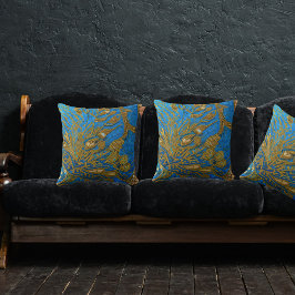 Elegant Blue Gold Stilvolle Eleganz Kissen