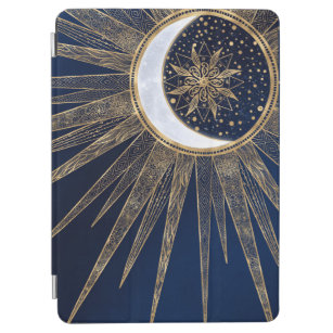 Elegant Blue Gold Sun Moon Mandala iPad Air Hülle