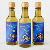 Elegant Blue Gold Vielen Dank 2025 Abschluss Favor Weinetikett (Flaschen)