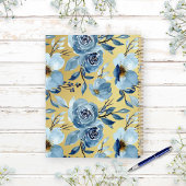 Elegant Blue Gold Wasserfarbe Floral Custom Jahr Planer