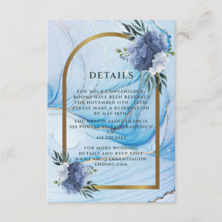Elegant Blue & Gold Wedding Enclosure Card  Begleitkarte