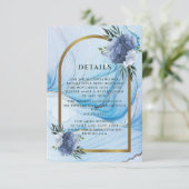 Elegant Blue & Gold Wedding Enclosure Card  Begleitkarte (Stehend Vorderseite)