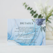 Elegant Blue & Gold Wedding Enclosure Card  Begleitkarte (Stehend Vorderseite)