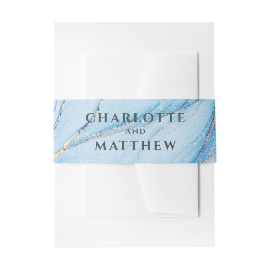 Elegant Blue & Gold Wedding Invitation Einladungsbanderole (Vorderseite Beispiel)