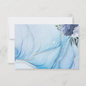 Elegant Blue & Gold Wedding RSVP Card  Karte (Rückseite)