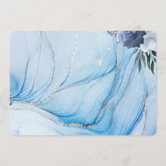 Elegant Blue & Gold Wedding Save the Date (Rückseite)