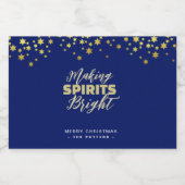 Elegant Blue & Gold Weihnachten Alkoholflaschenetikett (Einzelnes Label)