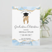 Elegant Blue Grad Dental Dentist Graduation Party Einladung (Stehend Vorderseite)