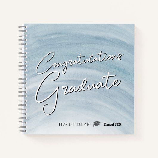 Elegant Blue Graduation Guest Book Notizblock (Vorderseite)
