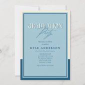 Elegant Blue Graduation Party Photo Invitation Einladung (Vorderseite)