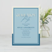 Elegant Blue Graduation Party Photo Invitation Einladung (Stehend Vorderseite)