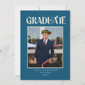 Elegant Blue Graduation Party Photo Invitation Einladung (Rückseite)