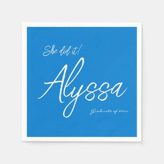 Elegant Blue Graduation Party She did it Serviette (Vorderseite)