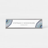 Elegant Blue Gray Agate Geode Desk Name Plate Schreibtischnamensplakette (Vorderseite )
