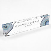 Elegant Blue Gray Agate Geode Namensplakette