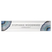 Elegant Blue Gray Agate Geode Namensplakette (Vorderseite)