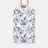 Elegant Blue Gray Blumenreath Wedding Vielen Dank Geschenkanhänger (Rückseite)