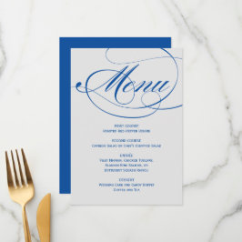 Elegant Blue Gray Calligraphy Script Wedding Menükarte